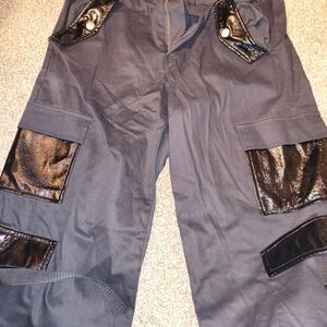 Like an Angel Black Wide Leg Pants with Glossy Accents